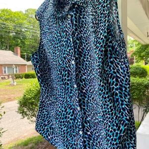 212 Collection Vibrant Blue and Black Sleeveless Top